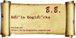 Bőle Boglárka névjegykártya
